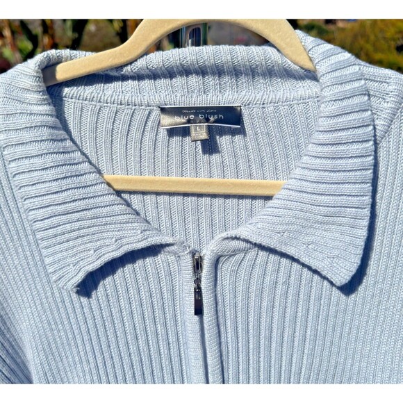 🩶 Blue Blush Ribbed Quarter-Zip Sweater (Style #1BT05779)L - Picture 3 of 4